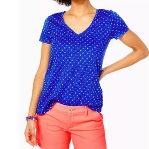 Lilly Pulitzer V-Neck Etta Blue Top Size XXL